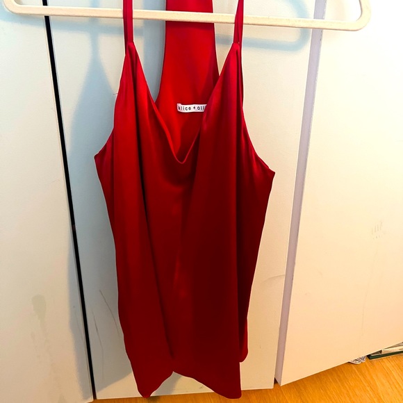Red silk strappy Alice and Olivia blouse - Picture 1 of 3